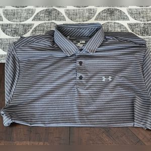 Men's Under Armour Golf Polo Grey Striped